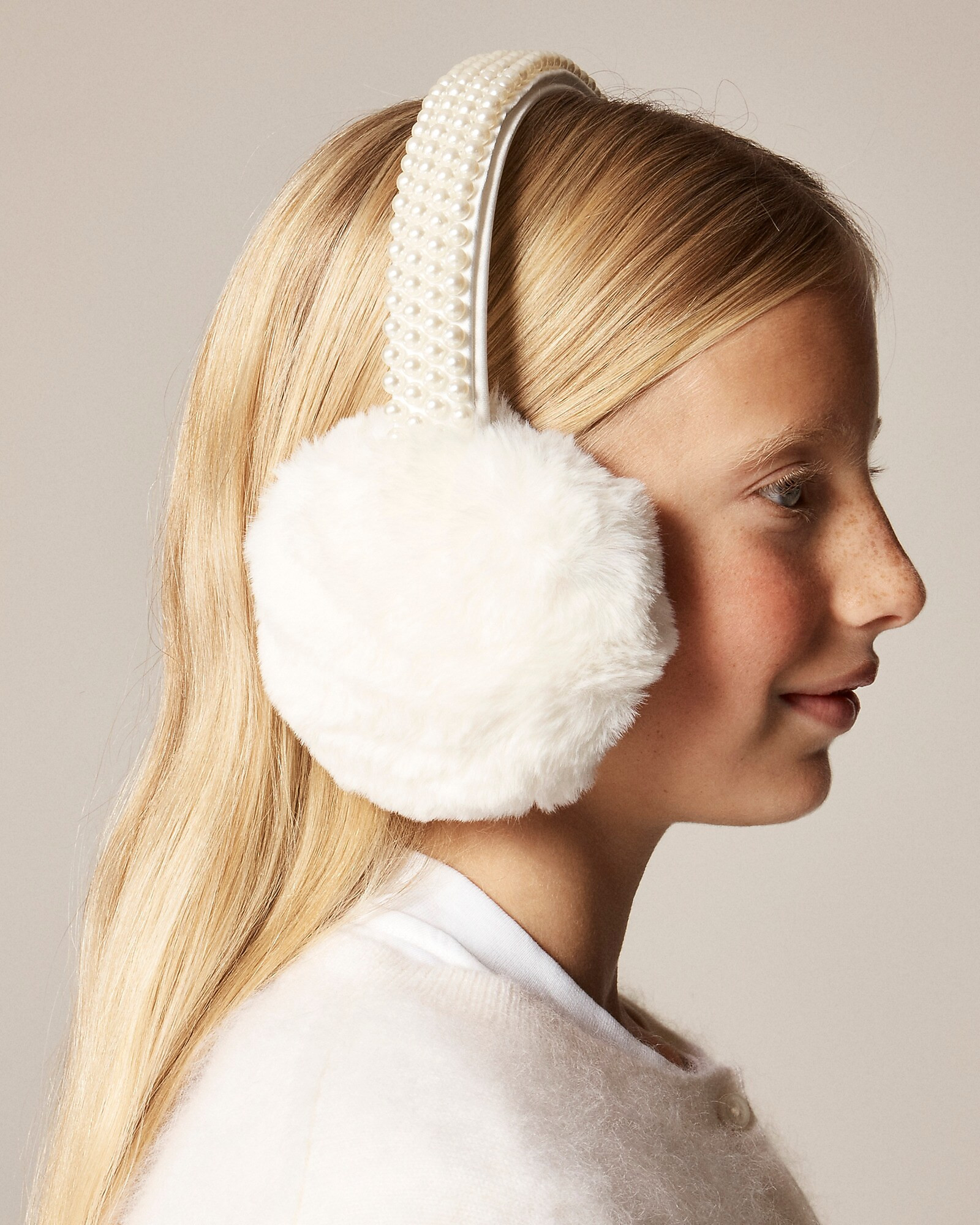 Girls' pearl-embellished earmuffs | J. Crew US