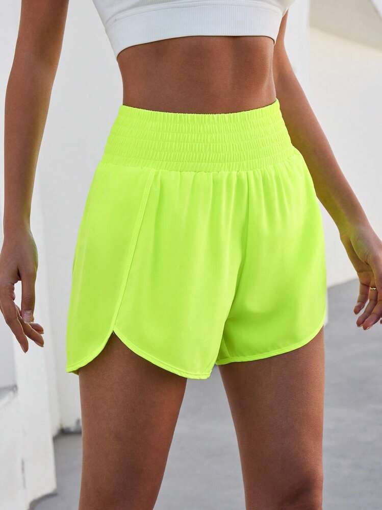Women's Sports Shorts, High Waisted Running Shorts, Pocket Sports Shorts, Gym Elastic Exercise Shorts | SHEIN