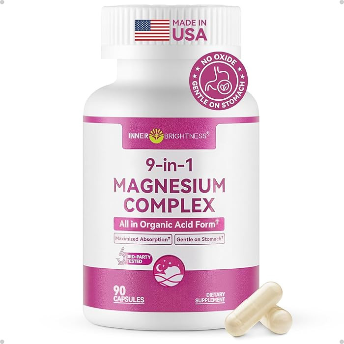 9-in-1 Magnesium Complex, 300mg Magnesium from 9 Organic Forms, Glycinate, Citrate, Malate, High ... | Amazon (US)