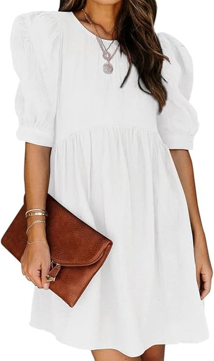 Dokotoo Womens Summer Spring V Neck Ruffle Chiffon Elegant Empire Waist Mini Short Swing Skater D... | Amazon (US)