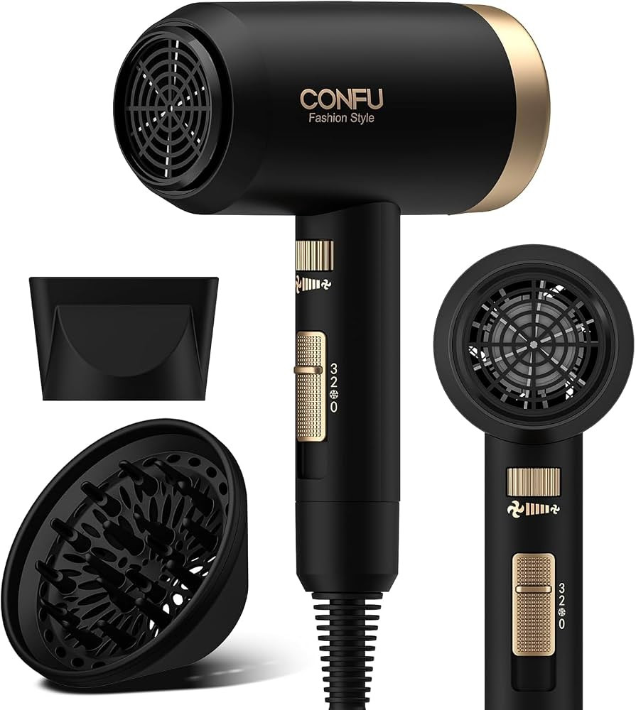 Hair Dryer, CONFU Blow Dryer with Diffuser, 21000PRM Professional Hairdryer, Portable Lightweight... | Amazon (US)