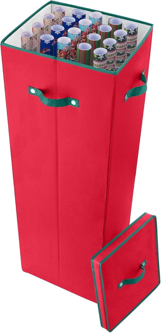 Wrapping Paper Storage Box - Holds 20 Rolls of Gift Wrap - Upright Container with Dividers - For ... | Amazon (US)
