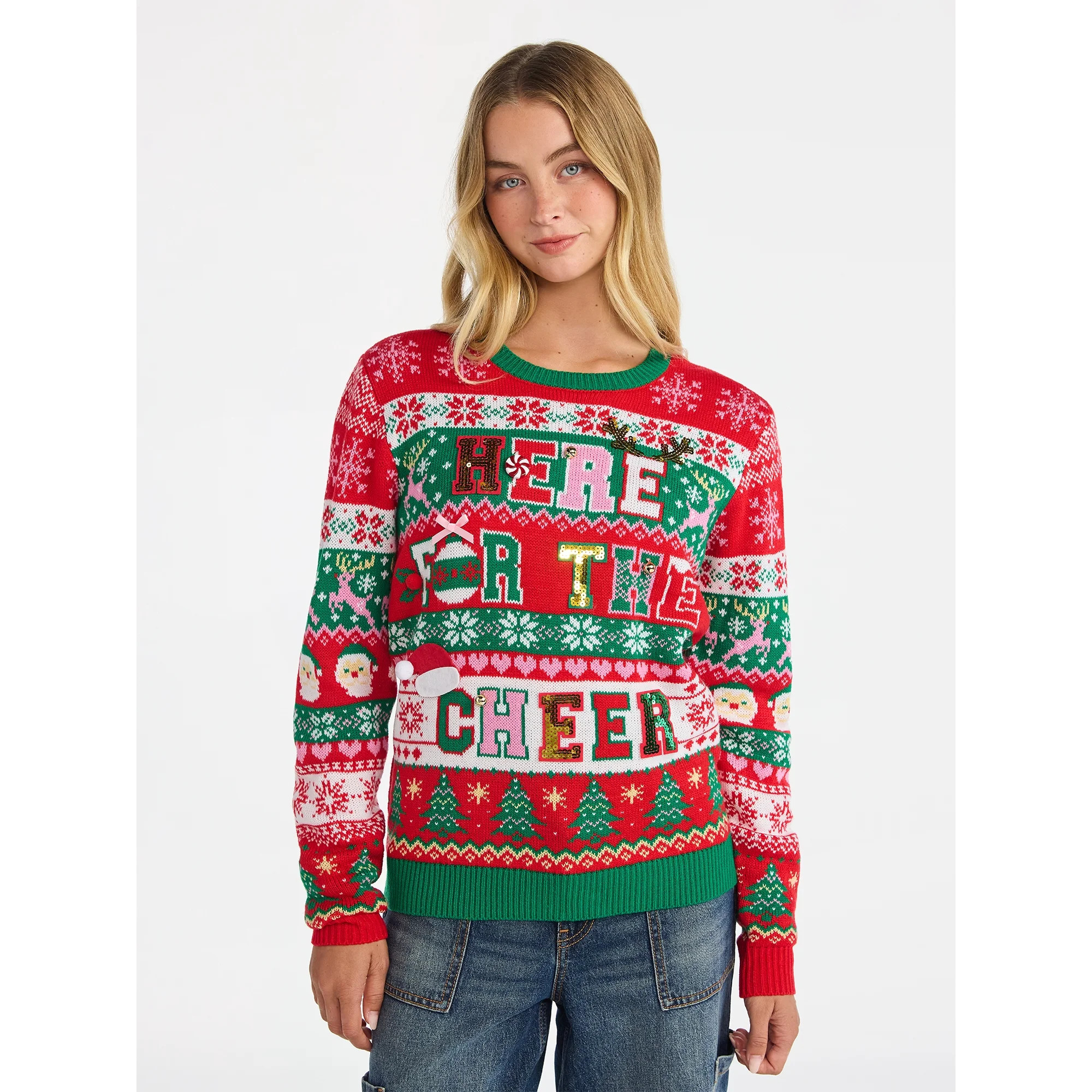 No Boundaries Christmas Sweater, Lightweight, Women's | Walmart (US)