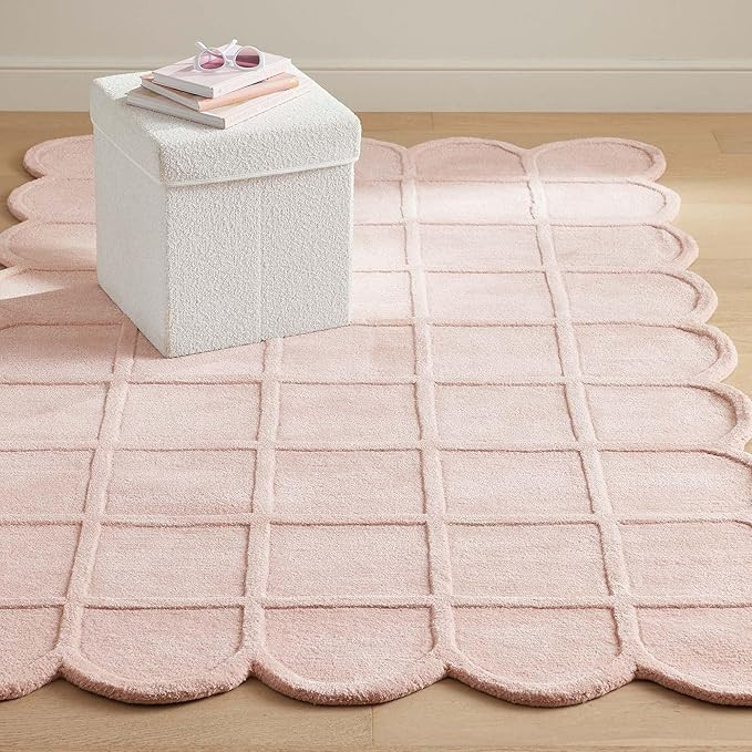Selena Scallop Area Rug – 5' x 8' – Handmade Wool Area Rugs – Pink – Rugs for Living Room... | Amazon (US)