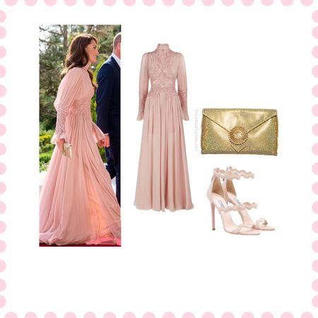 Kate Middleton dusty pink embroidered Elie Saab gown, Prada scalloped heels and Wilbur & Gussie clutch 

#target #lookforless