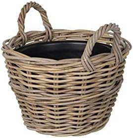 Rattan Kobo Indoor Outdoor Planter Basket with Ear Handles Plastic Pot Small 4 Gallon Soil Capaci... | Amazon (US)