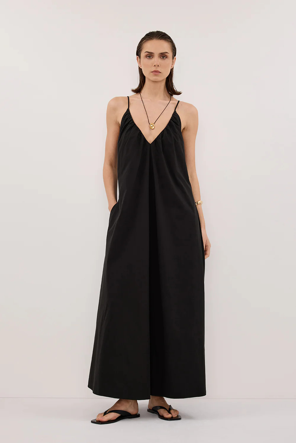 LIANA BLACK POPLIN TENT DRESS | DISSH