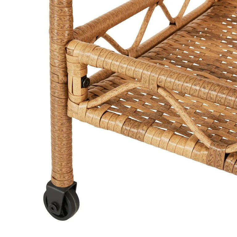 Better Homes & Gardens Willow Sage Steel Wicker Bar Cart, Brown | Walmart (US)
