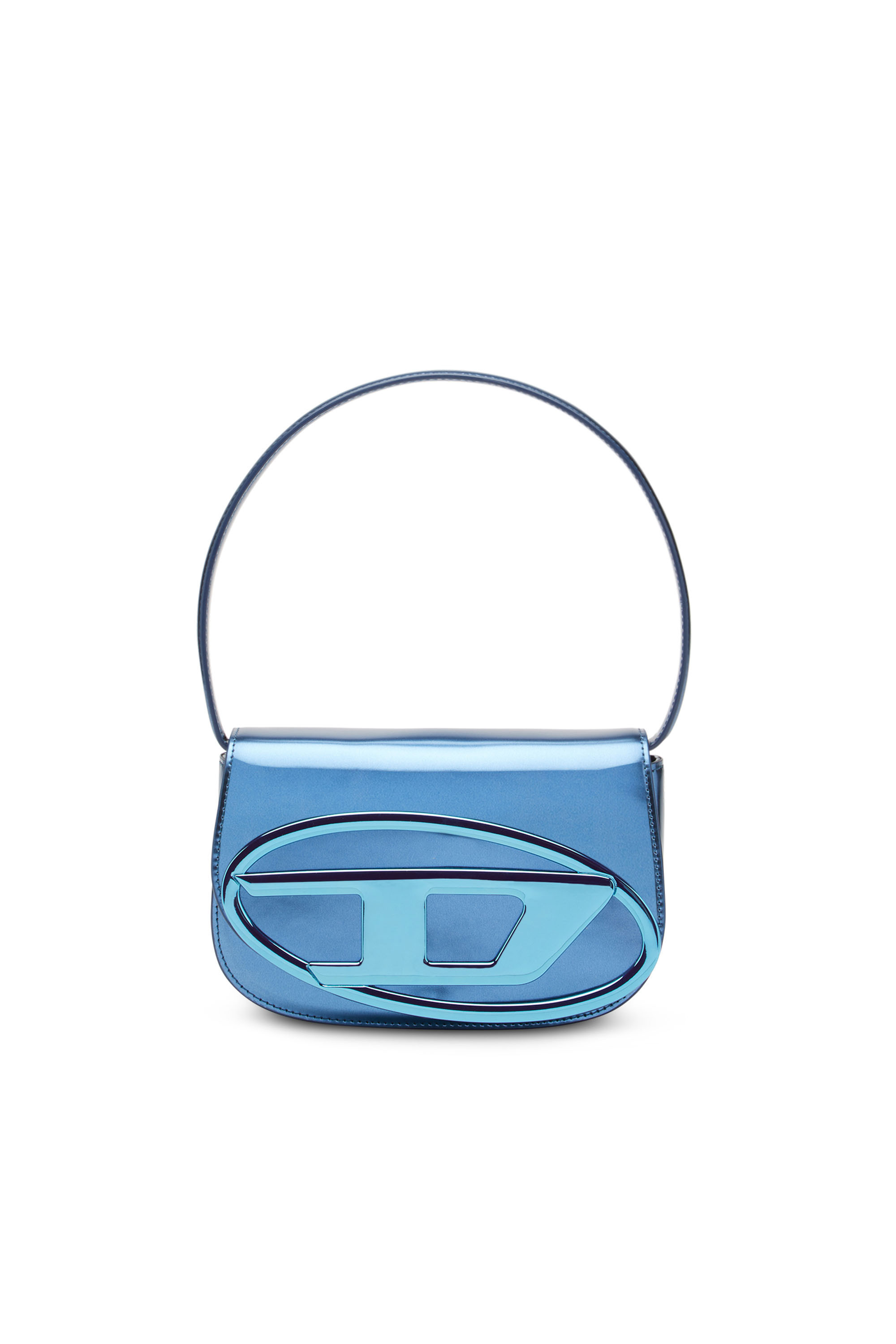 Diesel - 1DR-Iconic shoulder bag in mirrored leather - Shoulder Bags - Woman - Blue | Diesel AU