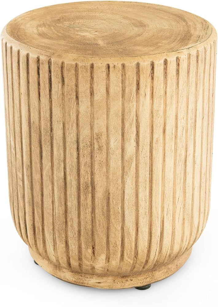 Giantex Stump-Shaped Outdoor Side Table - 14.5”D x 17”H Hollow Garden Stool W/Wood Grain, Mad... | Amazon (US)