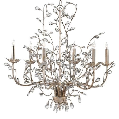 Brietta French Country Fairytale Silver Crystal Bud 6 Light Chandelier | Kathy Kuo Home