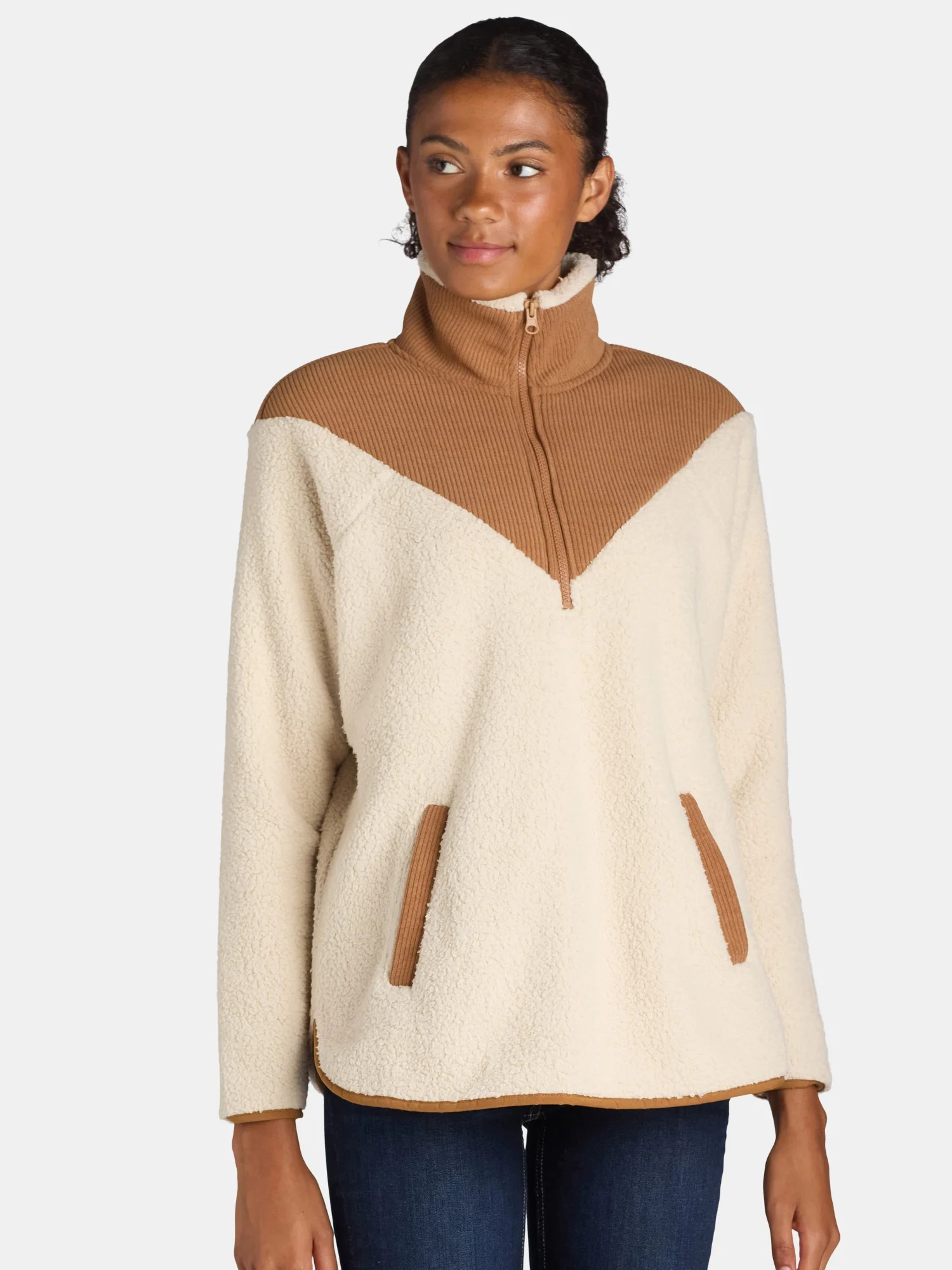 Time and Tru Women's Corduroy Fleece Pullover, Size S-XXXL | Walmart (US)