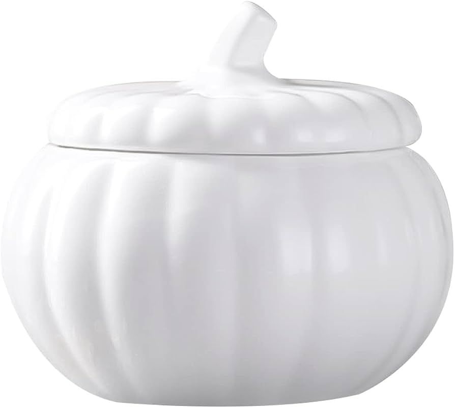 BESTonZON Ceramic Pumpkin Dish Pumpkin Soup Bowls Porcelain Dinnerware Pasta Dessert Bowl with Li... | Amazon (US)