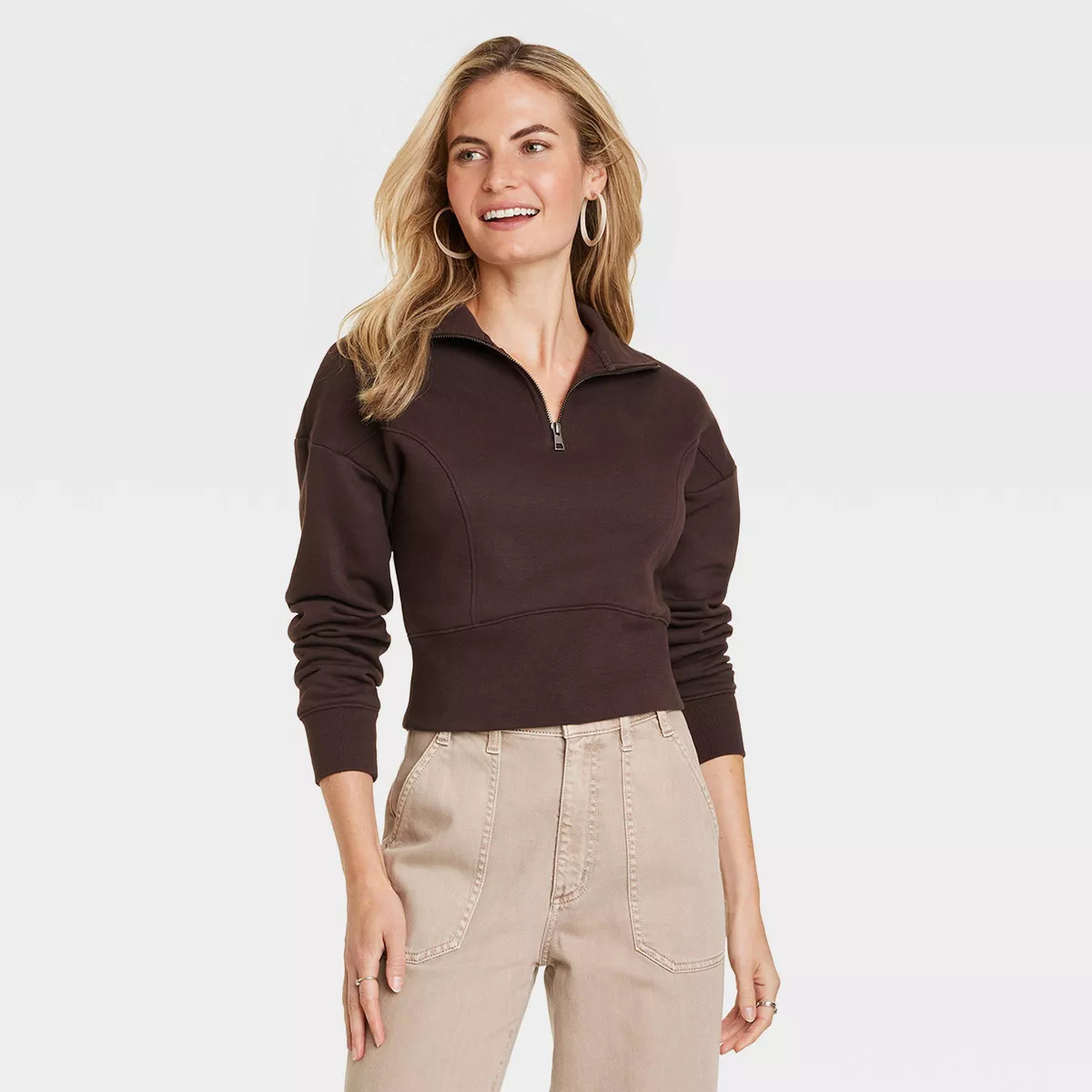 Women's Cropped Quarter Zip Sweatshirt - Universal Thread™ | Target