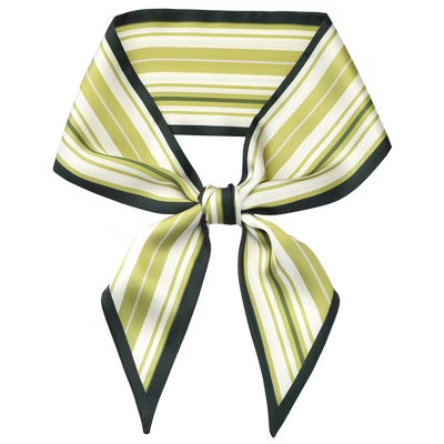 INSPIRE CHIC Women's Stripes Contrast Color Skinny Long Satin Silky Neck Scarves 1Pc Green 96x9cm/37.8x3.5"(LxW) | Target