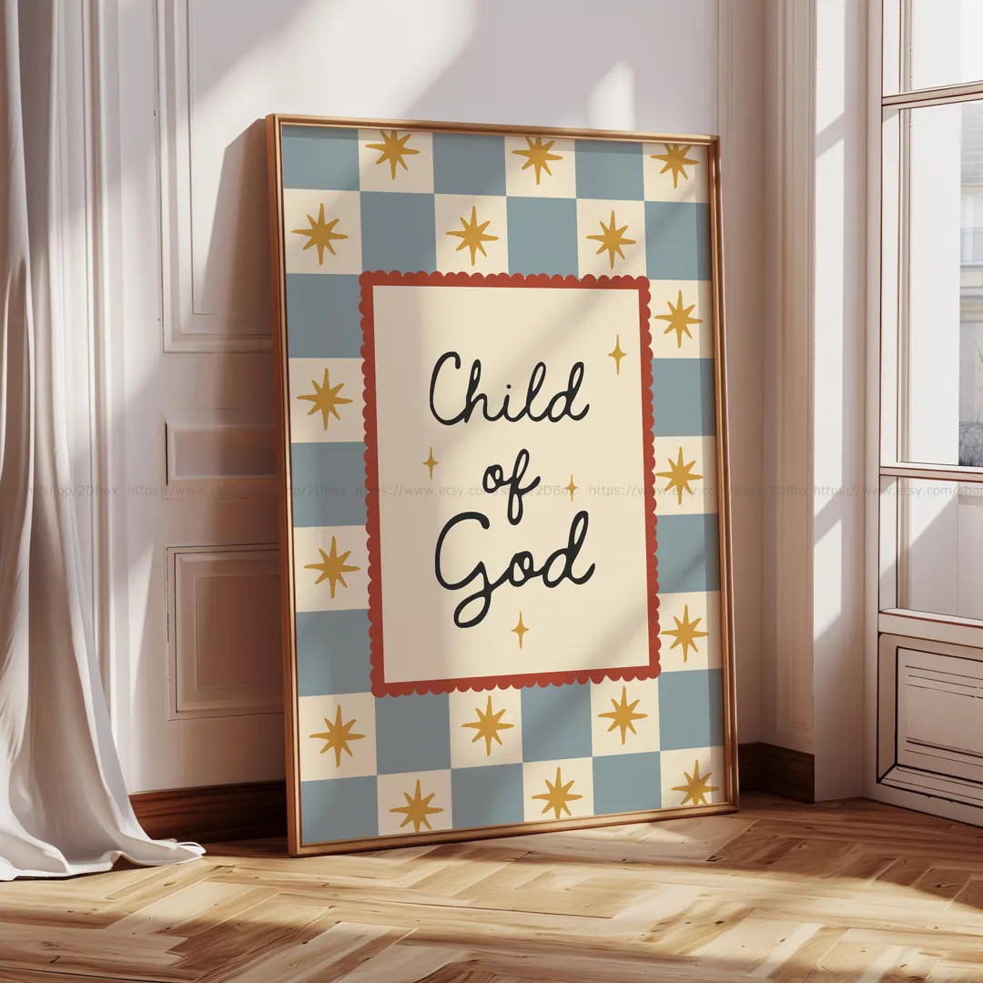 Child of God Print Christian Wall Art for Kids Bible Quote Poster for Nursery, Playroom & Sunday ... | Etsy (US)