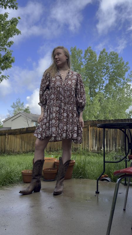 Dressy cowgirl boot outfit inspo. Dress from Daughters of India. Made by Mary jewelry. Flowy dress with cowgirl boots  

#LTKmidsize #LTKstyletip #LTKSeasonal