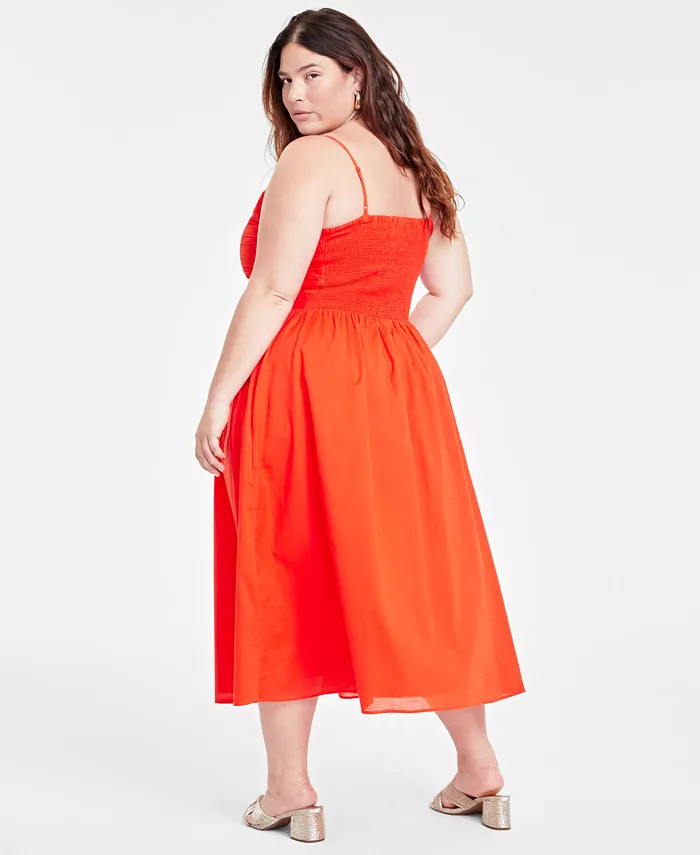 Trendy Plus Size Ruched Corset Midi Dress, Created for Macy's | Macy's