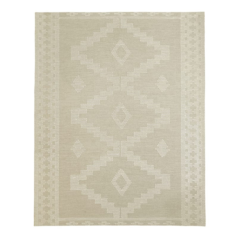 (B669) Goa Ivory Tribal Handmade Area Rug, 7x10 | At Home