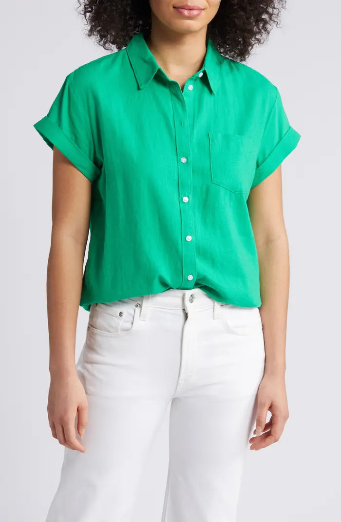 Linen Blend Camp Shirt | Nordstrom