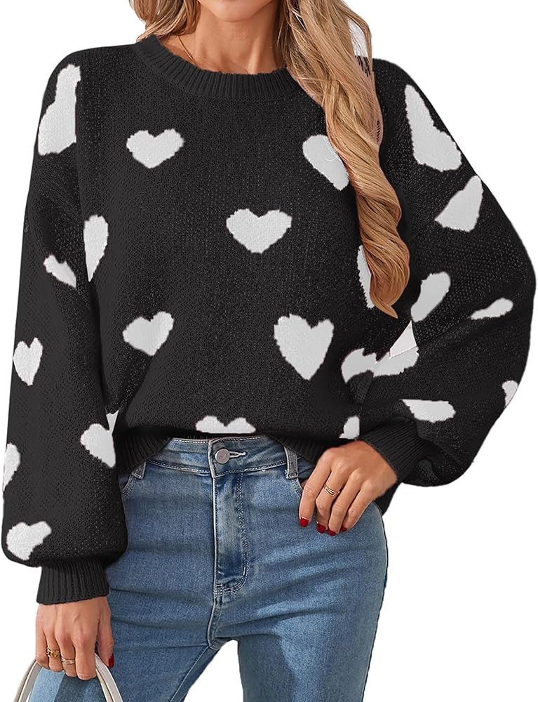 Womens Oversized Cute Heart Sweater Spring Winter 2025 Trendy Ladies Dressy Casual Lightweight Ri... | Amazon (US)