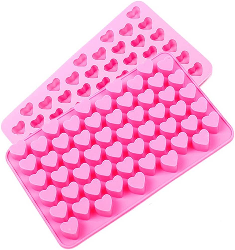 Silicone Mini Heart 55-Cavity Molds for Baking, Heart Shape Ice Cube Candy Chocolate Mold, Valent... | Amazon (US)