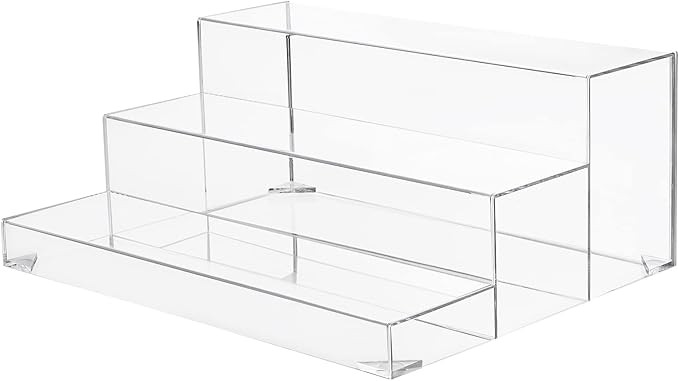BARsics 3-Tiers Assembled Back Bar Bottle Rack Display, Clear Acrylic Stand Riser 15x6x12 inches | Amazon (US)