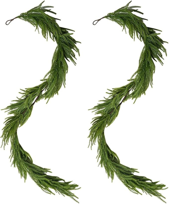 Melorca&Guilla Norfolk Pine Garland,2Pcs 6ft Real Touch Norfolk Pine Garland Realistic Christmas ... | Amazon (US)