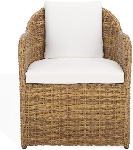SAFAVIEH Couture Outdoor - Melbourne Dining Chair - Natural & White - Solid Wood and Faux Wicker ... | Amazon (US)