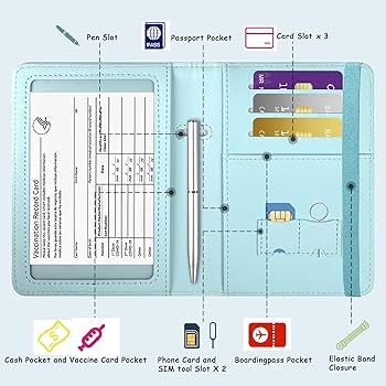 Passport and Vaccine Card Holder Combo, Passport Cover Case with CDC Vaccination Card Slot, Cute Lea | Amazon (US)