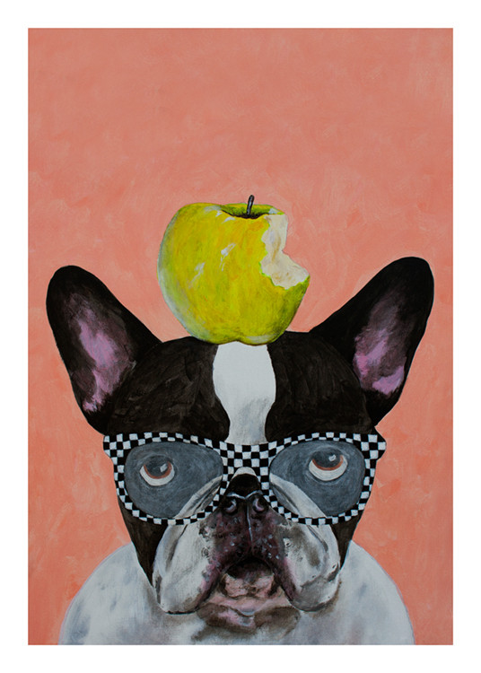 Coco De Paris - French Bulldog with Apple Poster | Desenio