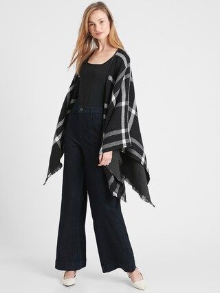 Reversible Plaid Print Poncho | Banana Republic Factory