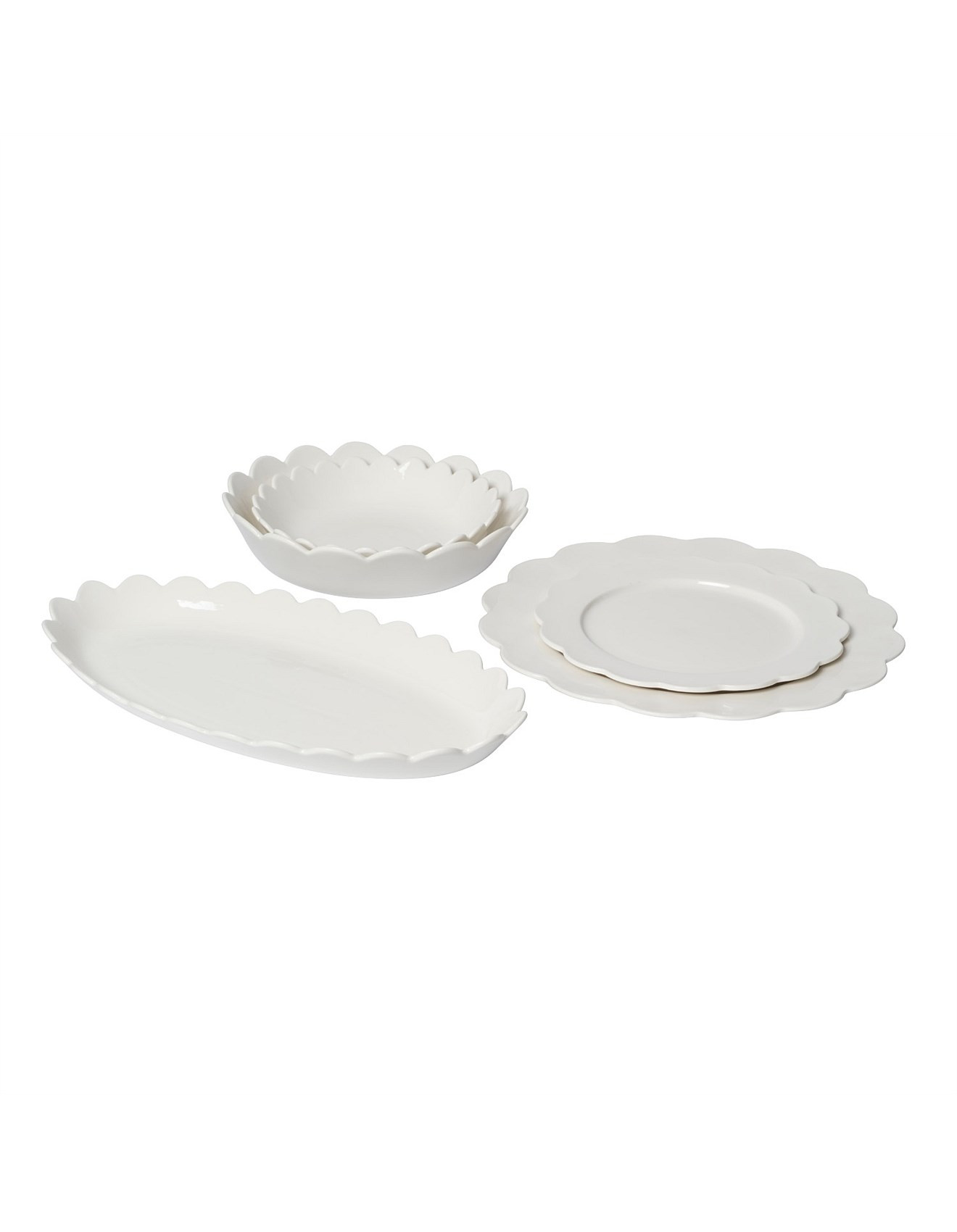 Scallop 17 Piece Dining Set White | David Jones (Australia & New Zealand)