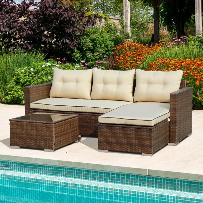 Presious 3 - Person Outdoor Seating Group with Cushions | Wayfair North America