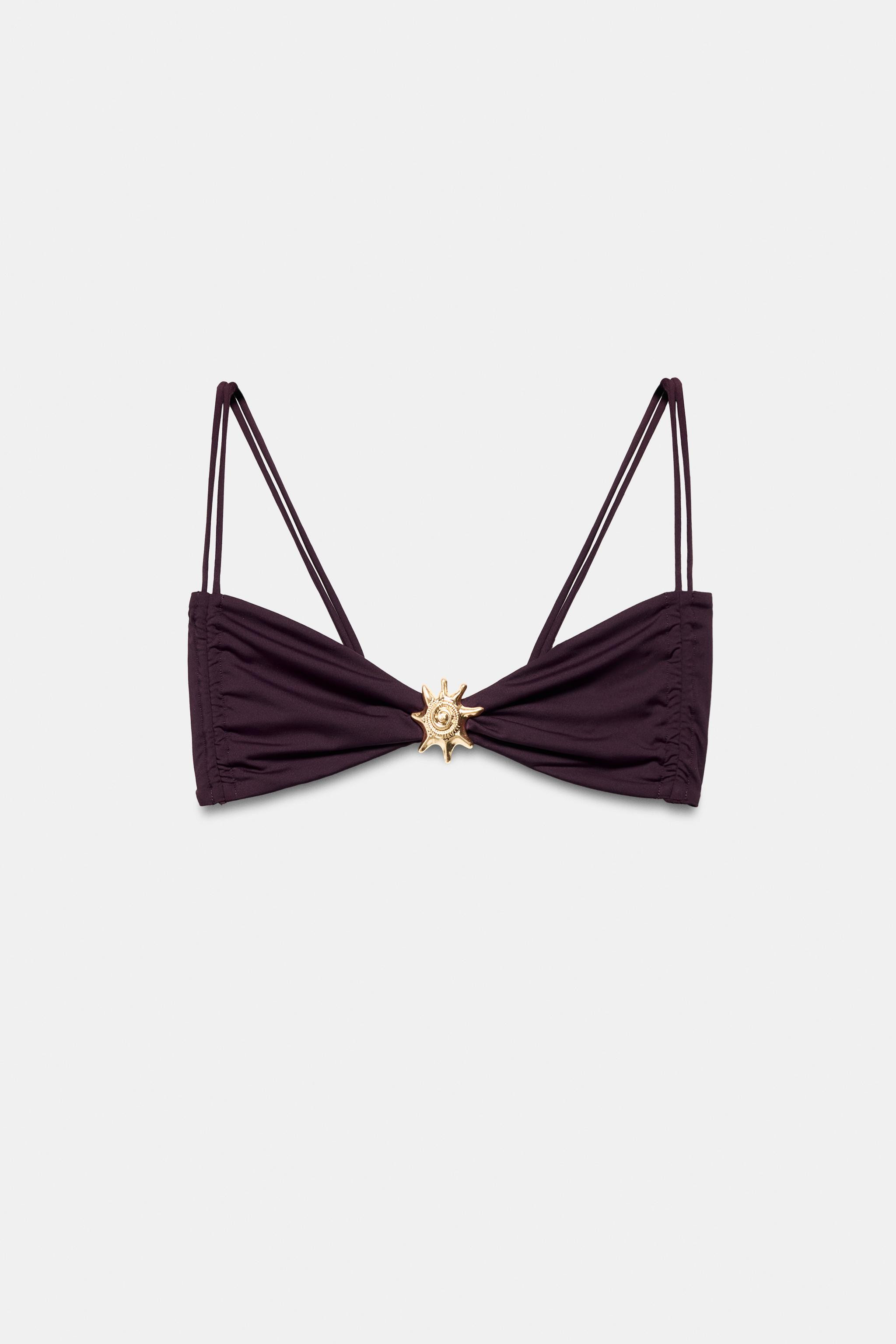 SHELL RUCHED BIKINI TOP | Zara AU