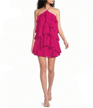 Belle by Badgley Mischka Chiffon Tiered Mini Daphne Dress | Dillard's