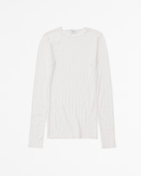 Long-Sleeve Tuckable Lace Top | Abercrombie & Fitch (US)