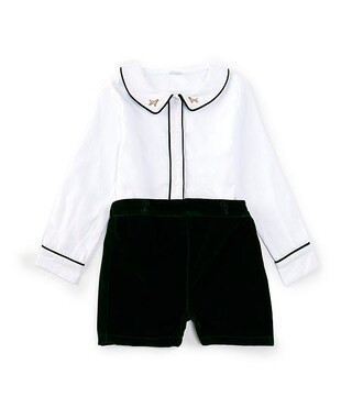 x Darby Fallon Clark Little Boys 2T-4T Whit Dog Embroidered Shirt and Velvet Shorts Set | Dillard's