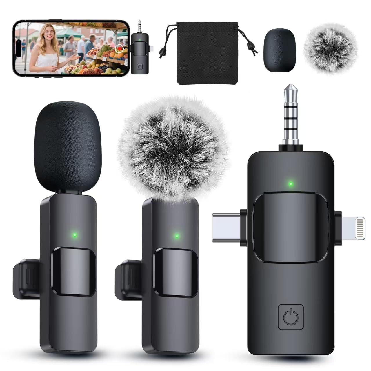 PQRQP 3 in 1 Professional Wireless Lavalier Microphone for iPhone, Android, Camera, Wireless Mini... | Amazon (US)