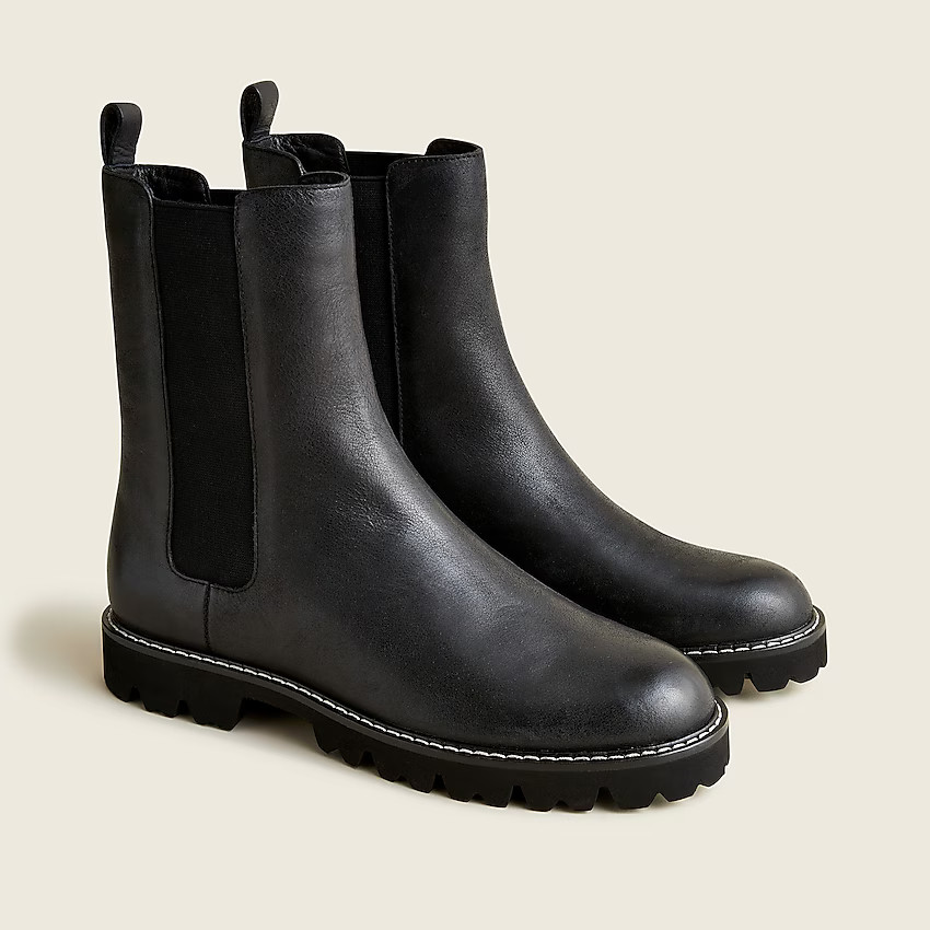 Gwen lug-sole high-shaft Chelsea boots in leather | J. Crew US