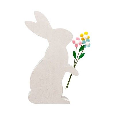 Wood Block Easter Bunny with Flowers - Spritz™ | Target