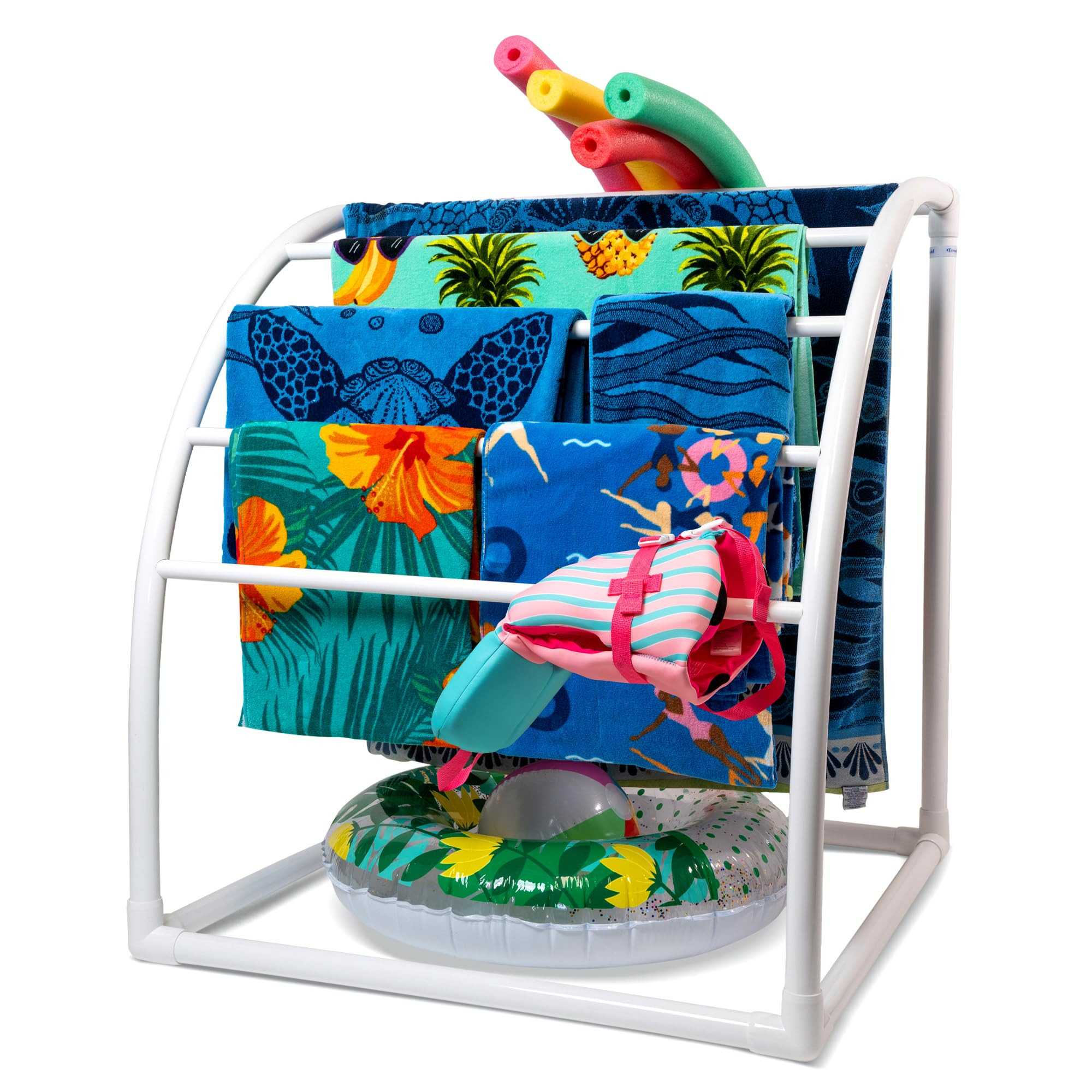 Original Made in The USA Curved 7 Bar Freestanding Outdoor Poolside Towel Rack | Amazon (US)