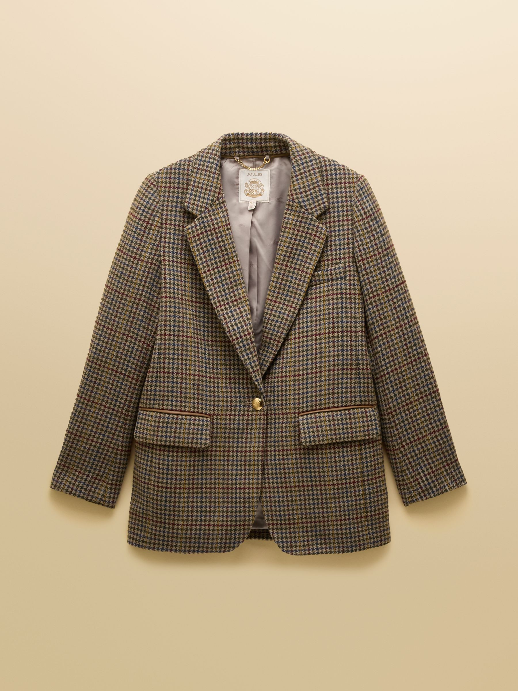 Hackmore Grey Check Relaxed Fit Tweed Wool Blend Blazer | Joules | Joules
