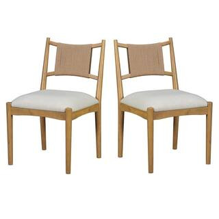 CHRISTOPHER KNIGHT HOME Orelix Modern Light Brown Finish Upholstered Parsons Dining Chairs with W... | The Home Depot
