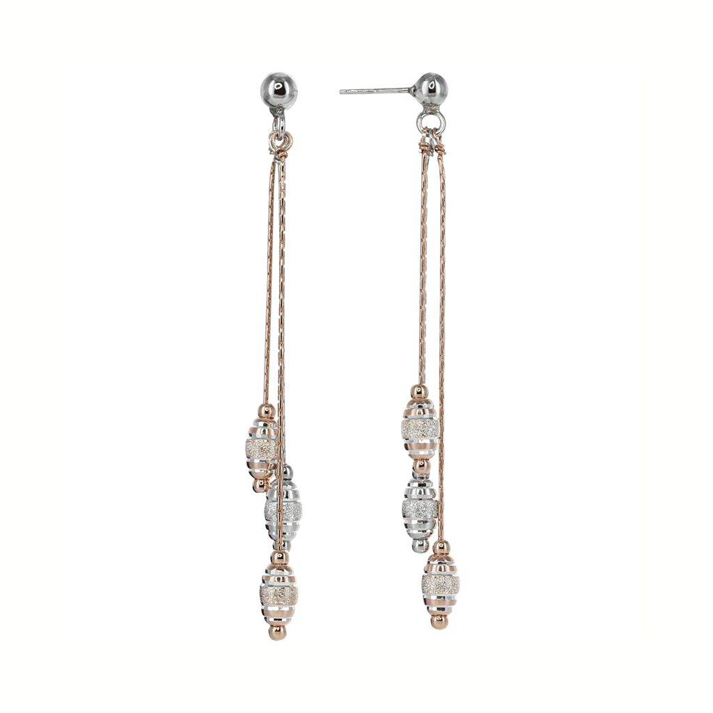 Private Collection Silver & Rose Gold Textured Bead Earrings | Roma Designer Jewelry