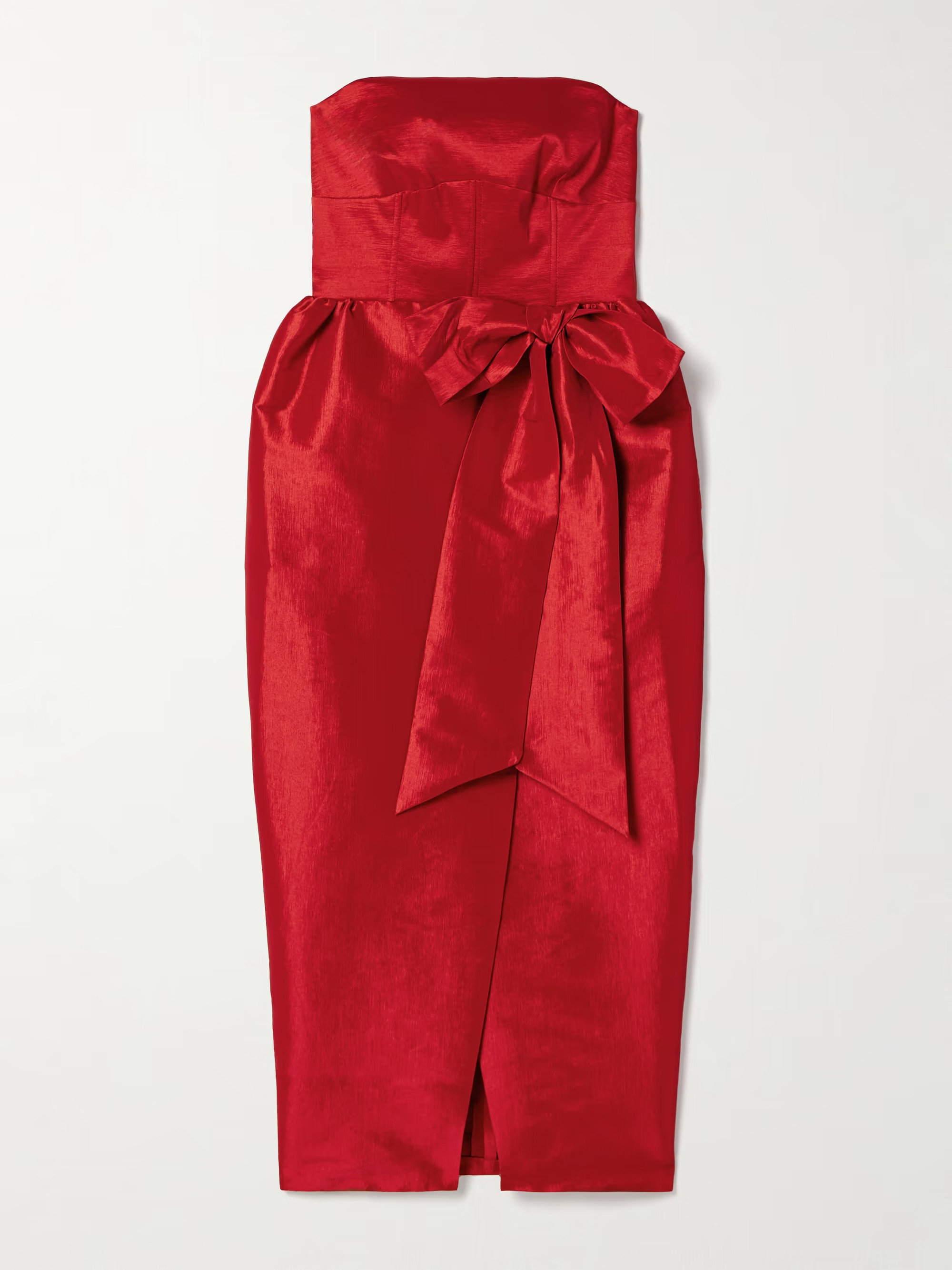 Ava strapless bow-detailed taffeta midi dress | NET-A-PORTER (US)