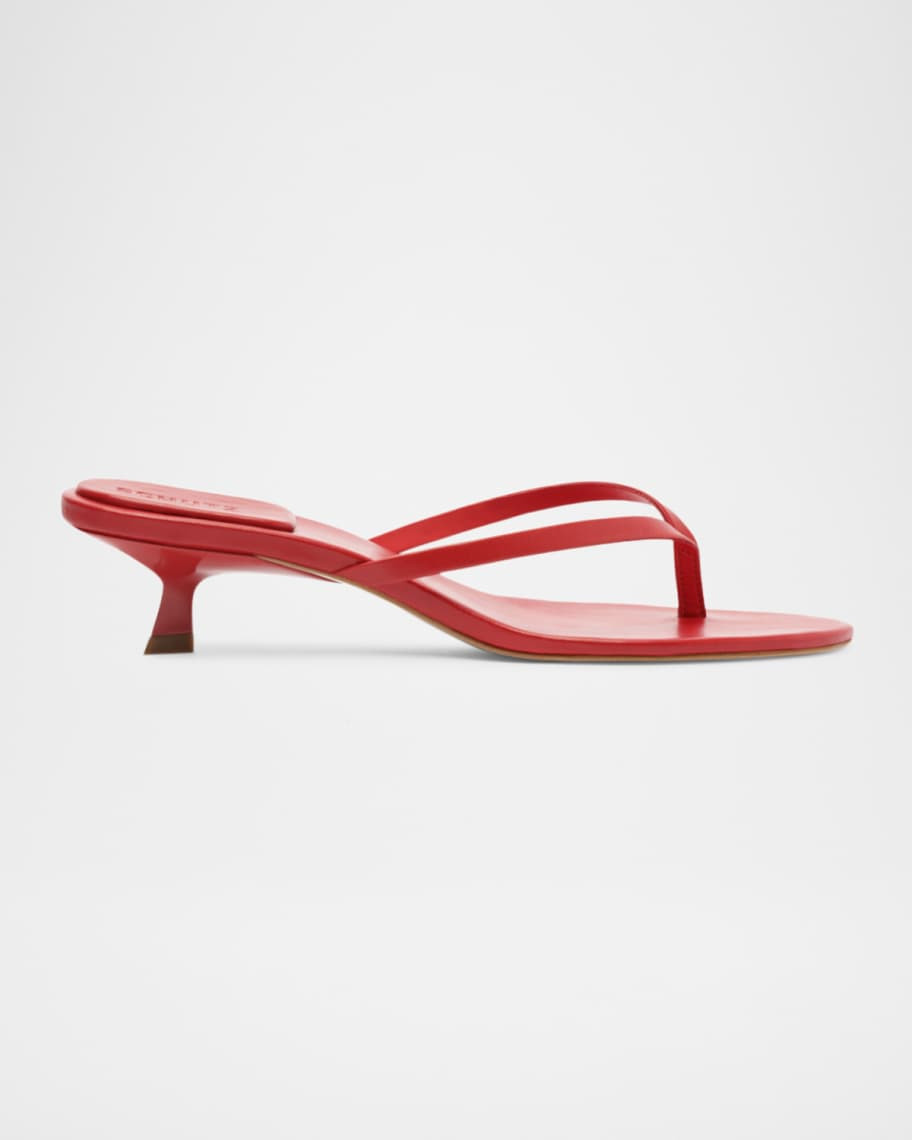 Schutz Carolyn Leather Thong Kitten Sandals | Neiman Marcus