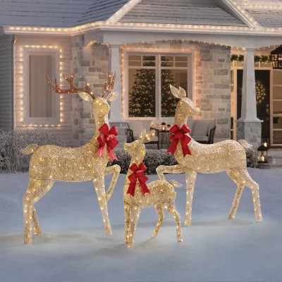 Member's Mark Pre-lit 3-Piece Twinkling Deer Family | Sam's Club