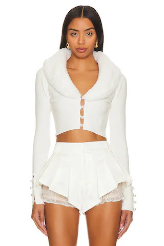 MAJORELLE Laurel Faux Fur Shawl Cardigan in Ivory from Revolve.com | Revolve Clothing (Global)