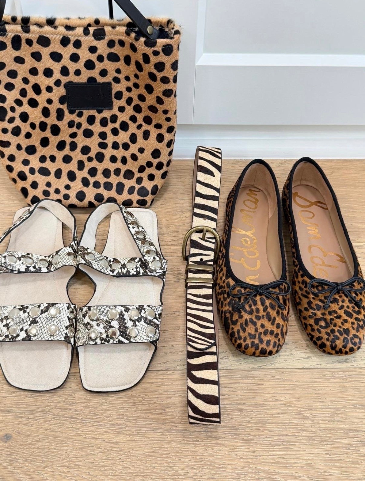 Animal print accessories   
-Belt is currently under $25
-Amazon sandals are 10/10
-flats TTS
-I’ve had my bag for years, it’s perfect

#LTKootd #LTKSeasonal #LTKOver40